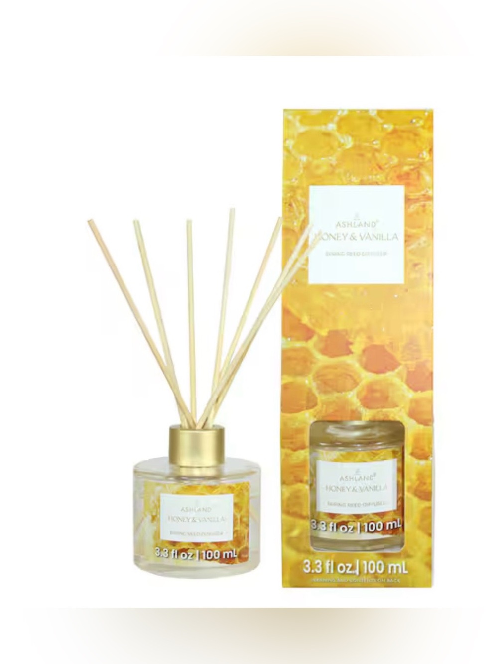 Ashland Honey & Vanilla Reed Diffuser in Yellow and Gold
